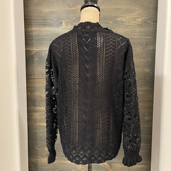 New Women's Boho Crochet Long Sleeve Pullover Light Sweater - Picture 6 of 8